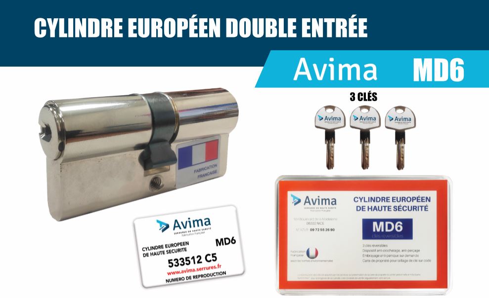 Cylindre AVIMA double entrée 3 Clés
