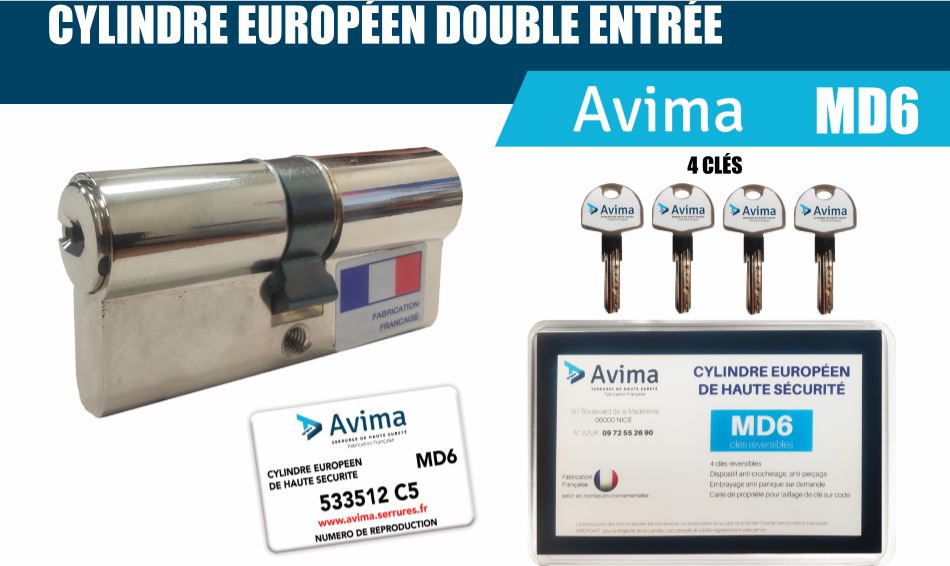 Cylindre AVIMA double entrée 4 Clés 1-2