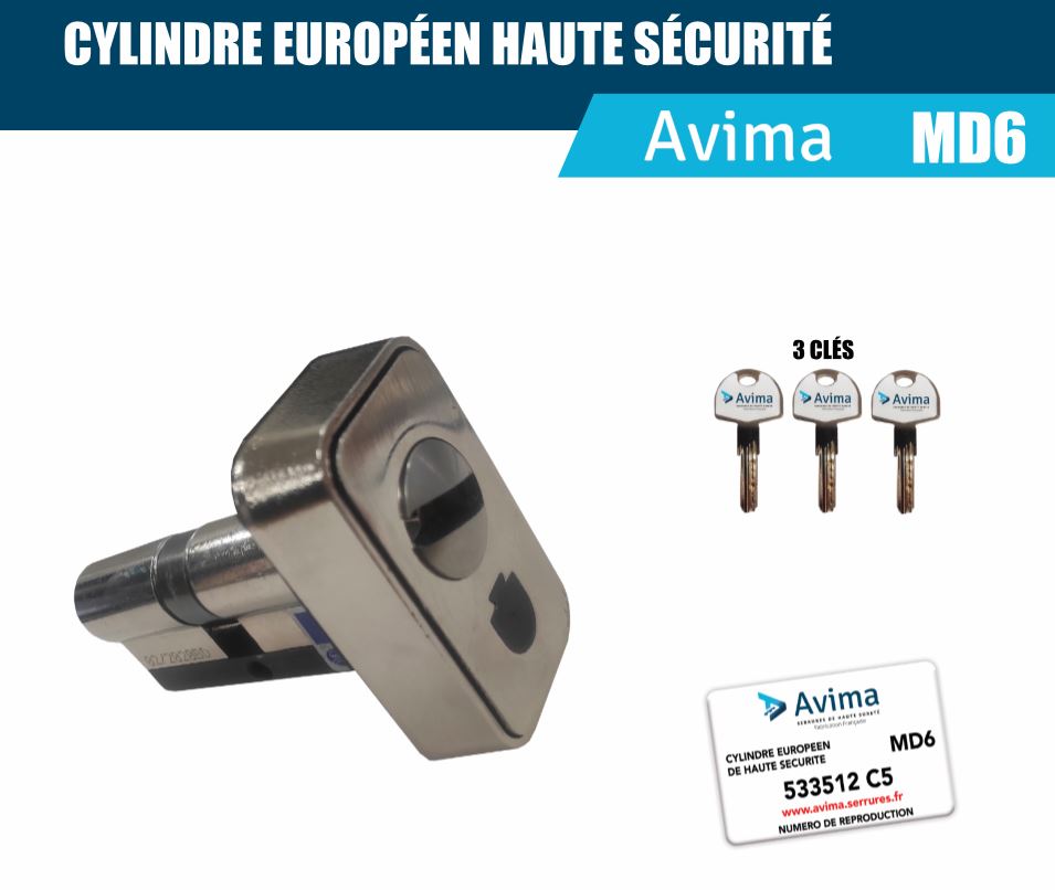 Cylindre AVIMA haute Sécurité Avec Protecteur 1-2